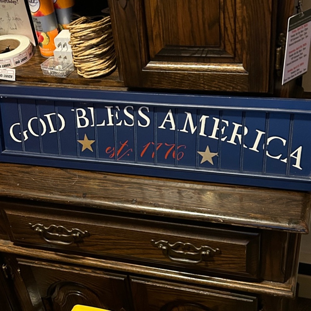 Blue 'God Bless America' Wall Sign
